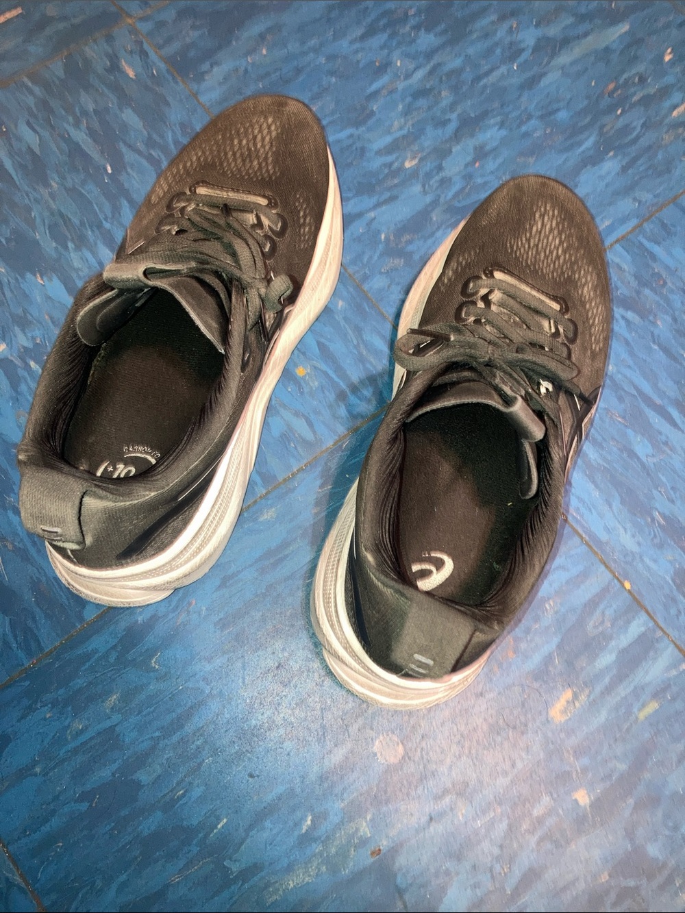Asics Black Athletic Shoes with White Soles